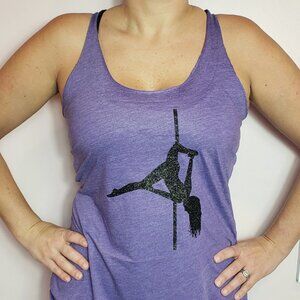 ❣️2/$36 Twisted Polerina Pole Dancer Brass Monkey Silhouette Racerback Tank Top